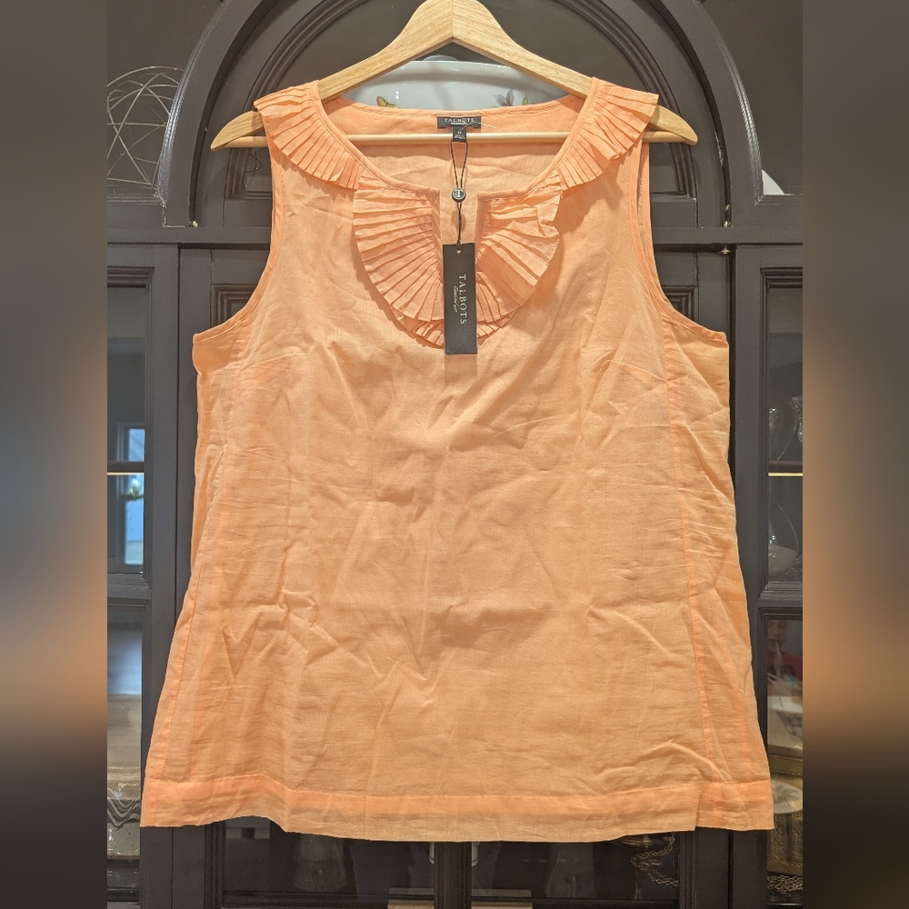 Talbots Orange Linen Sleeveless Top